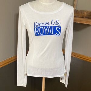 Under Armour Kansas City Royals white & blue long sleeve tee shirt size M